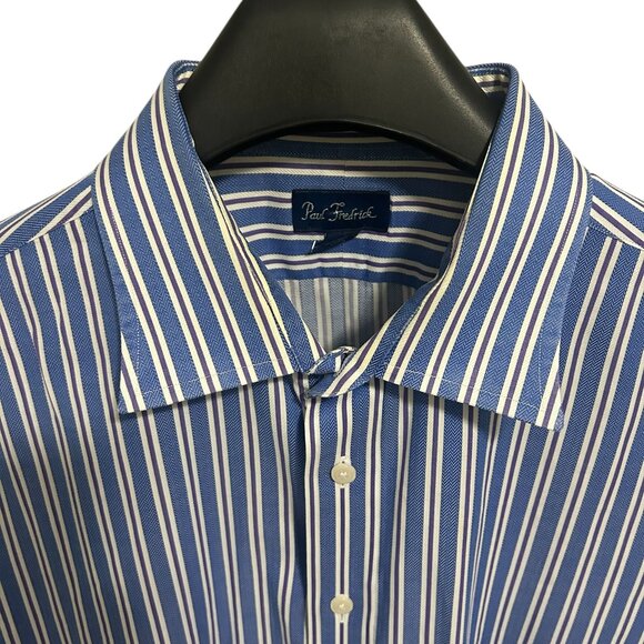 Paul Stuart Button Up Long Sleeve Stiped Shirt Mens Size XXL 18-34 Cotto… - Picture 5 of 6